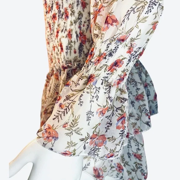 Princess Polly Floral Smocked Ruffle Layered Skirt Long Sleeve Dress ~ Size 8 - Picture 7 of 12